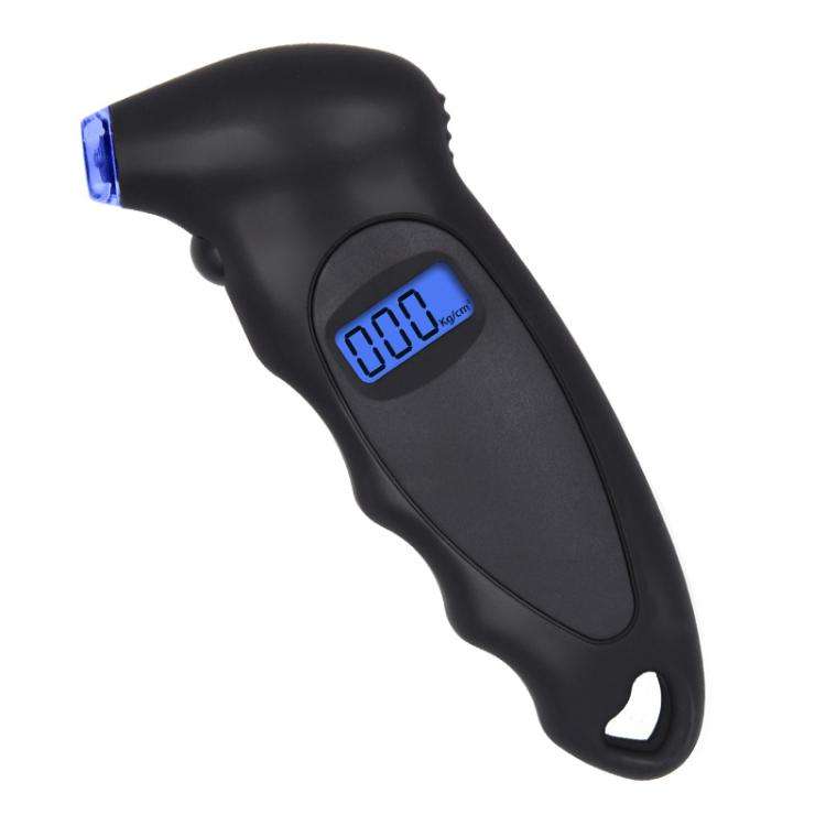 Car High-Precision Detection Digital Display Tire Pressure Gauge(All Black With Velvet)