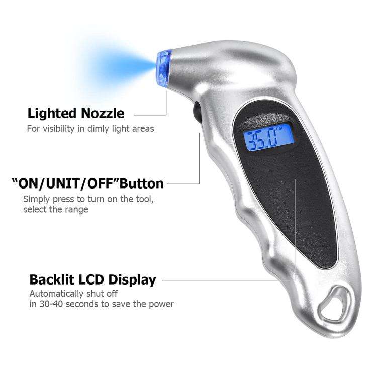 Car High-Precision Detection Digital Display Tire Pressure Gauge(Blue Black)