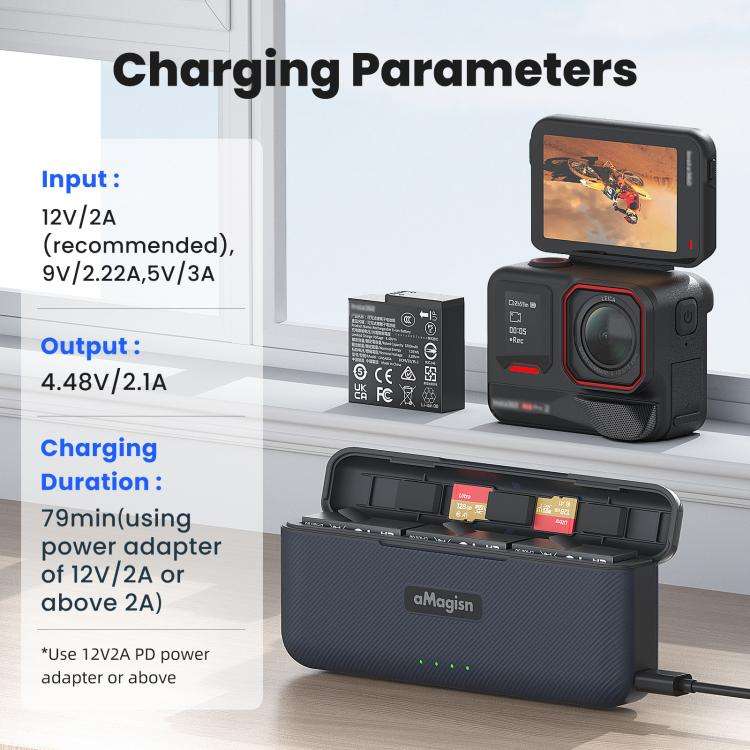 For Insta360 Ace Pro 2 Battery aMagisn Fast Charging Box Charger Storage Compartment
