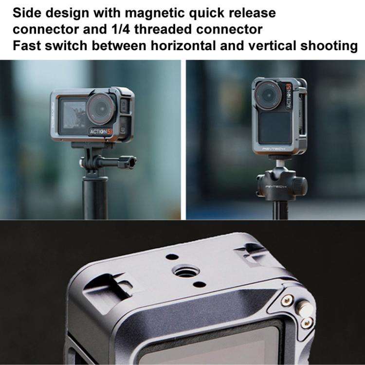 For DJI OSMO Action 5 Pro PGYTECH P-42C-010 Metal Rabbit Cage Aluminum Alloy Expanded Protective ...