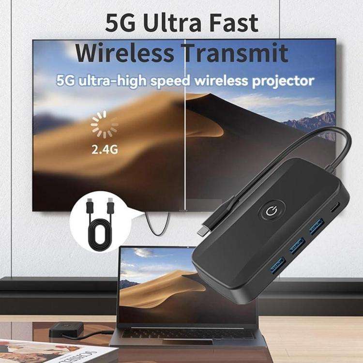 5-In-1 Wireless Casting Dock PD100W Fast Charger USB-C Docking Station(PD 100W+USB3.0 x 3), Cable...