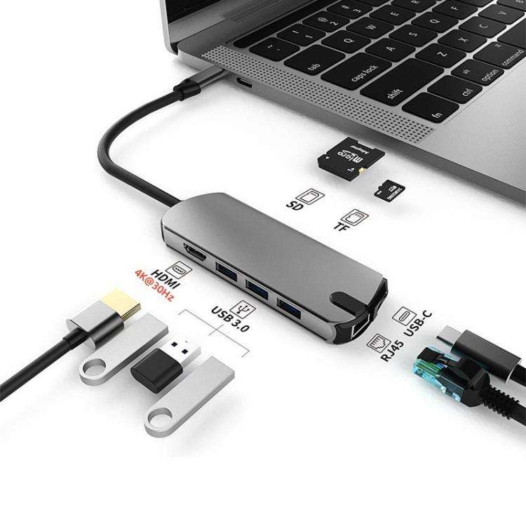 8-In-1 USB-C/Type-C Gigabit Ethernet Port Docking Station Hub HDMI 4K 30Hz