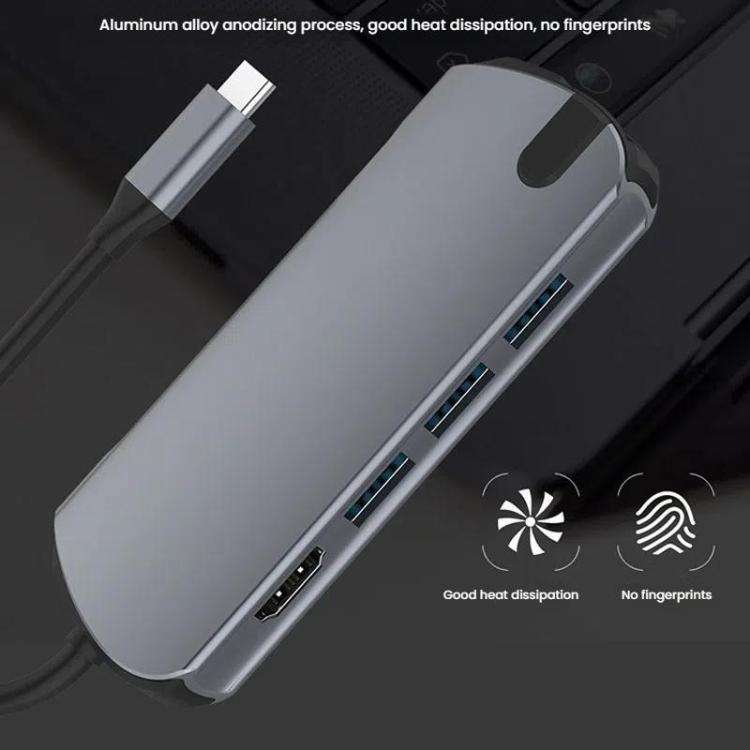 8-In-1 USB-C/Type-C Gigabit Ethernet Port Docking Station Hub HDMI 4K 60Hz