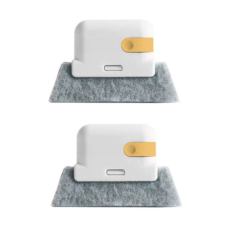 2pcs Household Multifunctional Handheld Window Crevice Brush 2 In 1 Groove Cleaning Tool(Yellow)