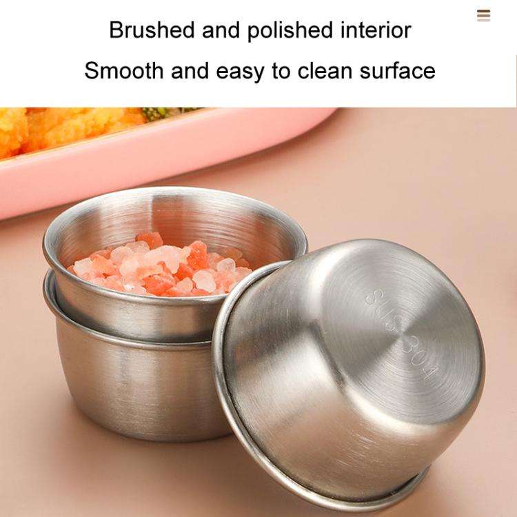 40ml 304 Stainless Steel Sauce Cup With Plastic Lid Sealed Leak-Proof Dipping Dish Seasoning Dish