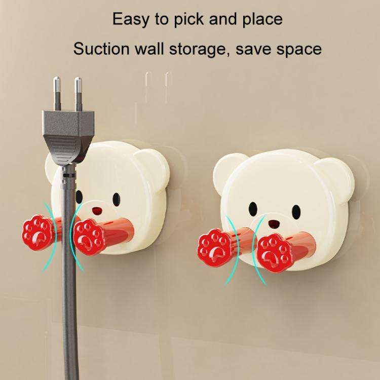 Suction Cup Plug Hook Hole-free Power Cord Wall Fixer Data Cable Storage Organizer(Creamy Red)