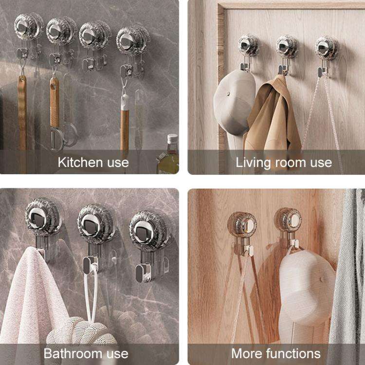 Rotary Suction Cup Hook Strong Vacuum Sticky Hook Traceless Household Multifunctional Holder(Tran...