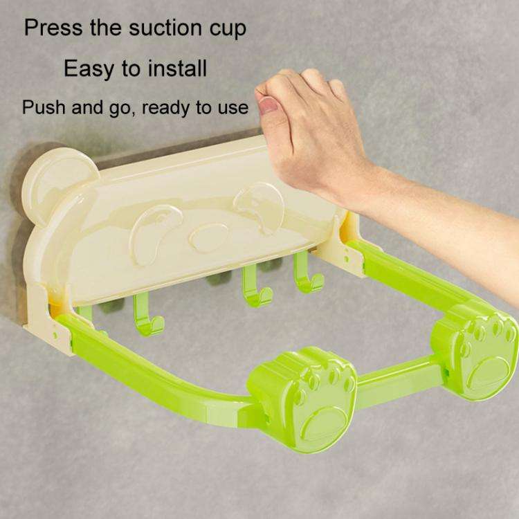 Suction Cup Basin Rack Bathroom No-Punch Foldable Multifunction Hook Organizer Wall Shelf(Creamy ...