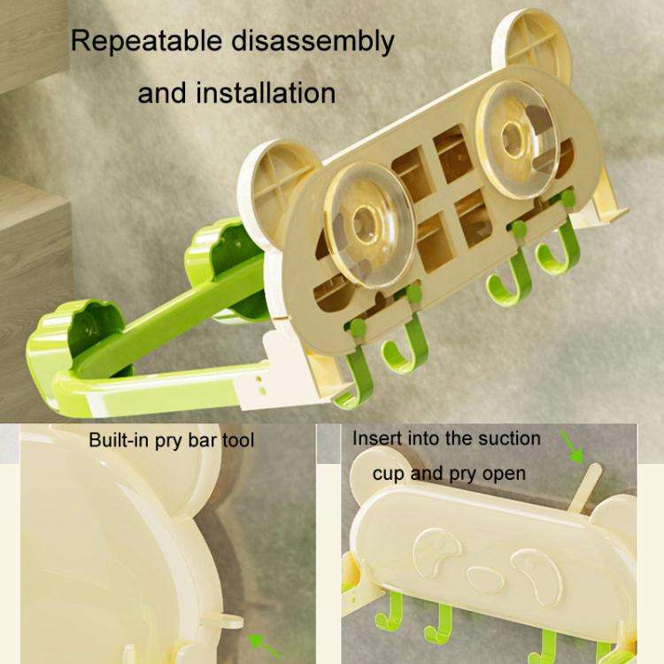 Suction Cup Basin Rack Bathroom No-Punch Foldable Multifunction Hook Organizer Wall Shelf(Creamy ...