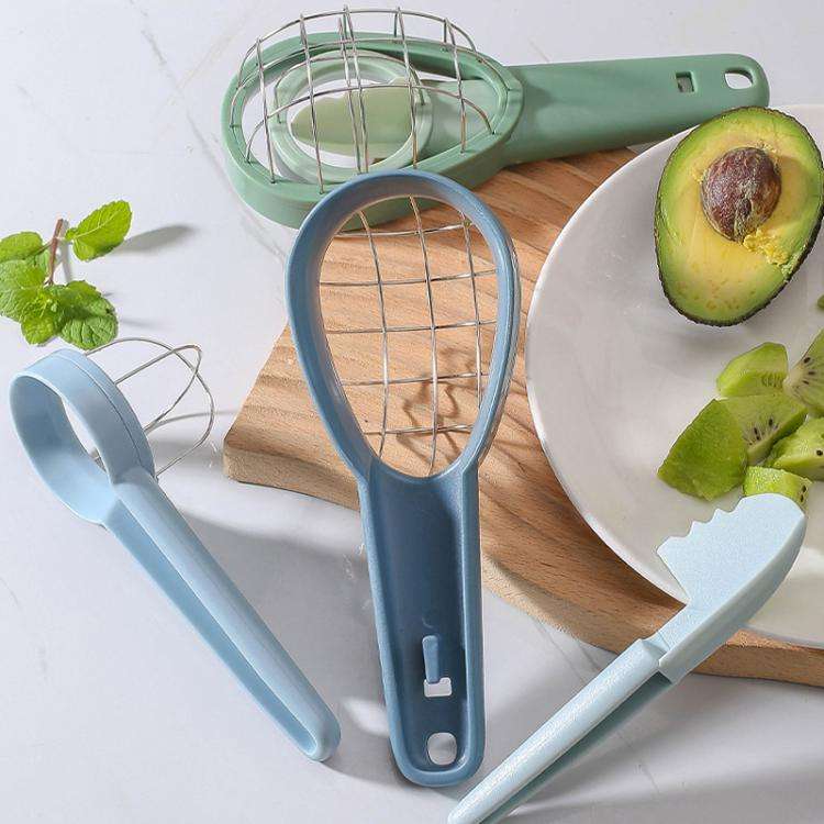 Multifunctional 3 In 1 Avocado Slicer Kitchen Household Fruit Cutter(Green)