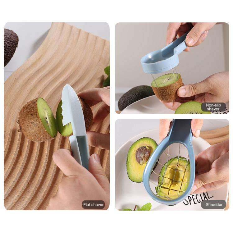 Multifunctional 3 In 1 Avocado Slicer Kitchen Household Fruit Cutter(Green)