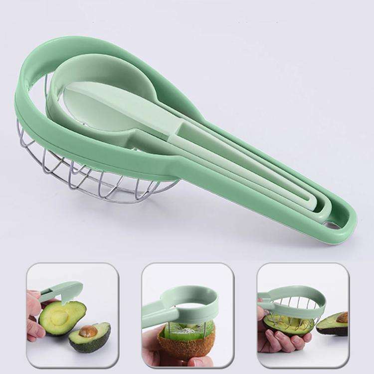 Multifunctional 3 In 1 Avocado Slicer Kitchen Household Fruit Cutter(Green)