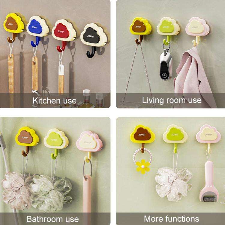 Suction Cup Press Clouds Hook No Punch Bathroom Kitchen Household Multifunctional Hook(Cream Pink)