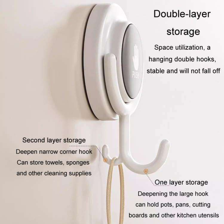 Suction Cup Hook No Hole Bathroom Strong Load-bearing Swivel Wall Behind Door No Trace Sticky Wal...