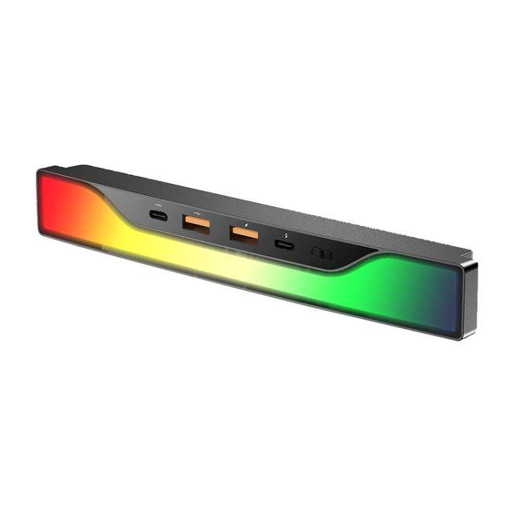 For Tesla Model 3 / Y 4-in-1 Colorful RGB Hub Docking Station(USBx2+Type-Cx1+PD Fast Charging)