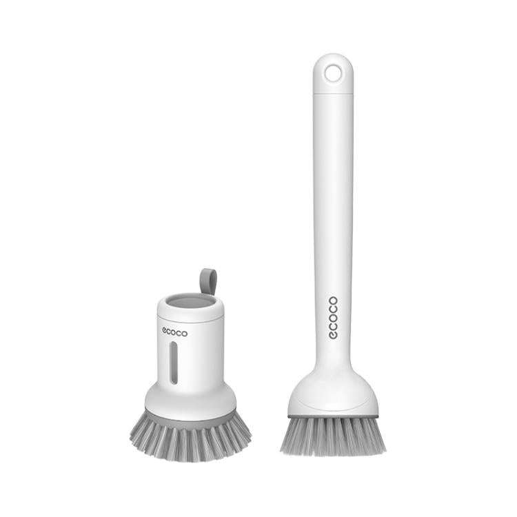 2pcs /Set ecoco Pot Washing Brush Short Handle Squeezeable + Long Handle Rotatable Household Dish...