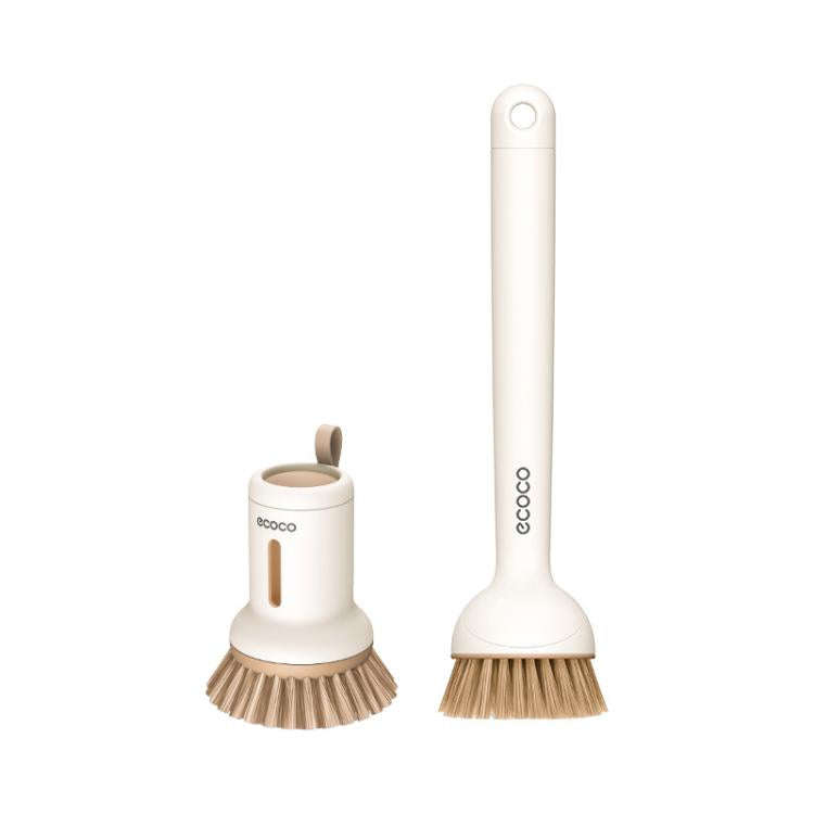 2pcs /Set ecoco Pot Washing Brush Short Handle Squeezeable + Long Handle Rotatable Household Dish...