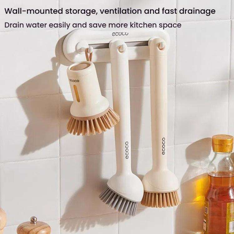 2pcs /Set ecoco Pot Washing Brush Short Handle Squeezeable + Long Handle Rotatable Household Dish...