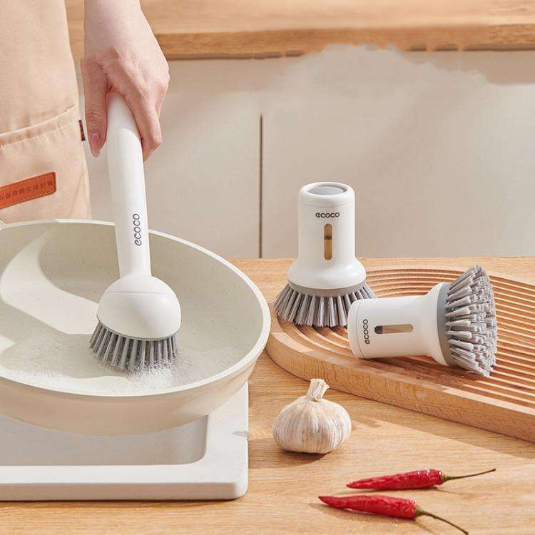 2pcs /Set ecoco Pot Washing Brush Short Handle Squeezeable + Long Handle Rotatable Household Dish...