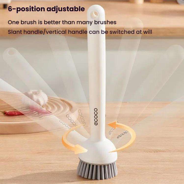 2pcs /Set ecoco Pot Washing Brush Short Handle Squeezeable + Long Handle Rotatable Household Dish...
