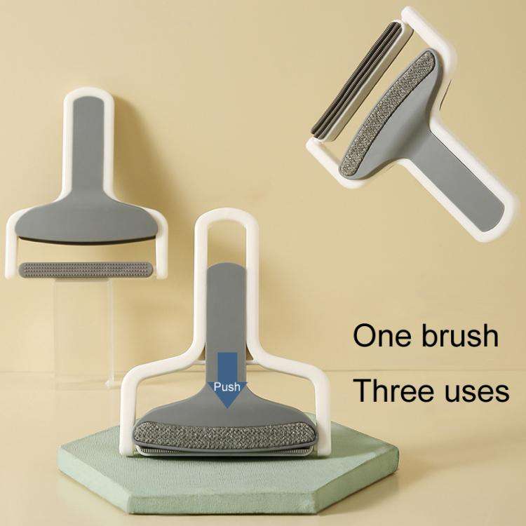Household Clothes Scraper Portable Multifunctional Hair Removal Brush(White Gray)