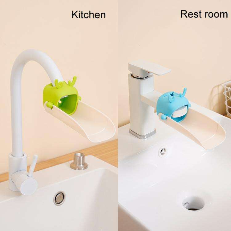 Cartoon Little Deer Kids Faucet Extender Household Splashproof Faucet Diverter Tool(Blue)