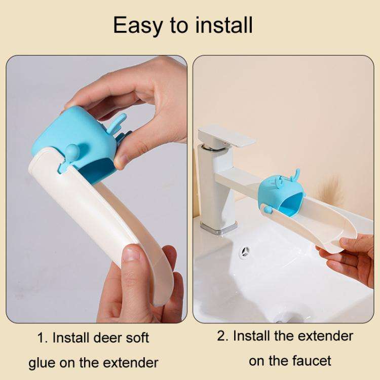 Cartoon Little Deer Kids Faucet Extender Household Splashproof Faucet Diverter Tool(Blue)