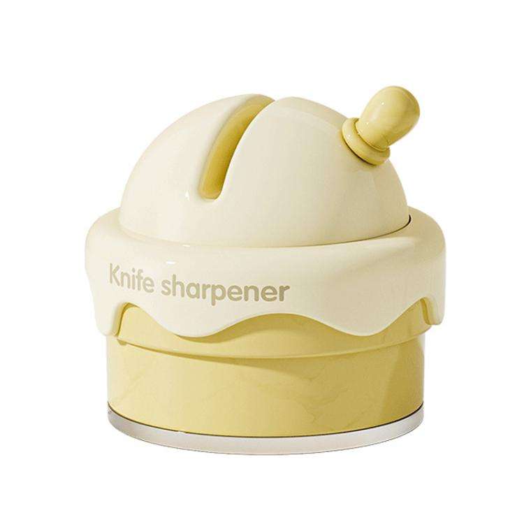 Suction Cup Knife Sharpener Home Kitchen Sharpening Knife Scissors Tool Quick Sharpener(Cream White)