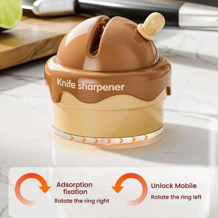 Suction Cup Knife Sharpener Home Kitchen Sharpening Knife Scissors Tool Quick Sharpener(Cream White)