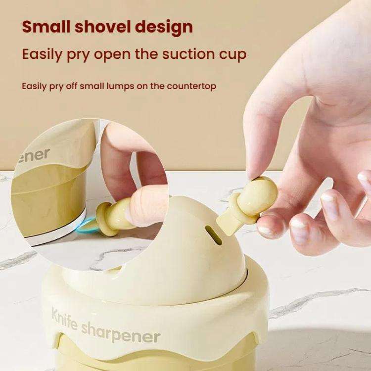 Suction Cup Knife Sharpener Home Kitchen Sharpening Knife Scissors Tool Quick Sharpener(Cream White)
