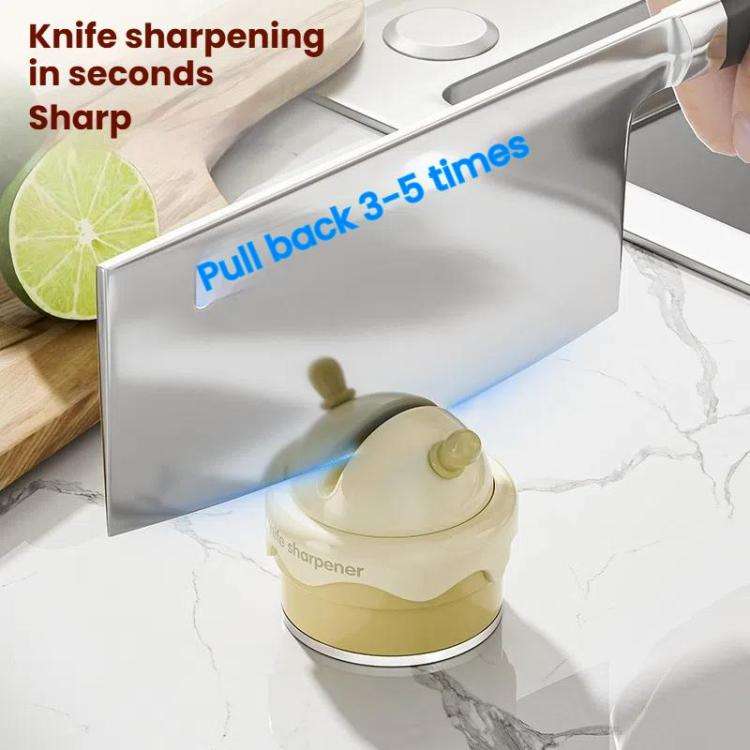 Suction Cup Knife Sharpener Home Kitchen Sharpening Knife Scissors Tool Quick Sharpener(Cream White)