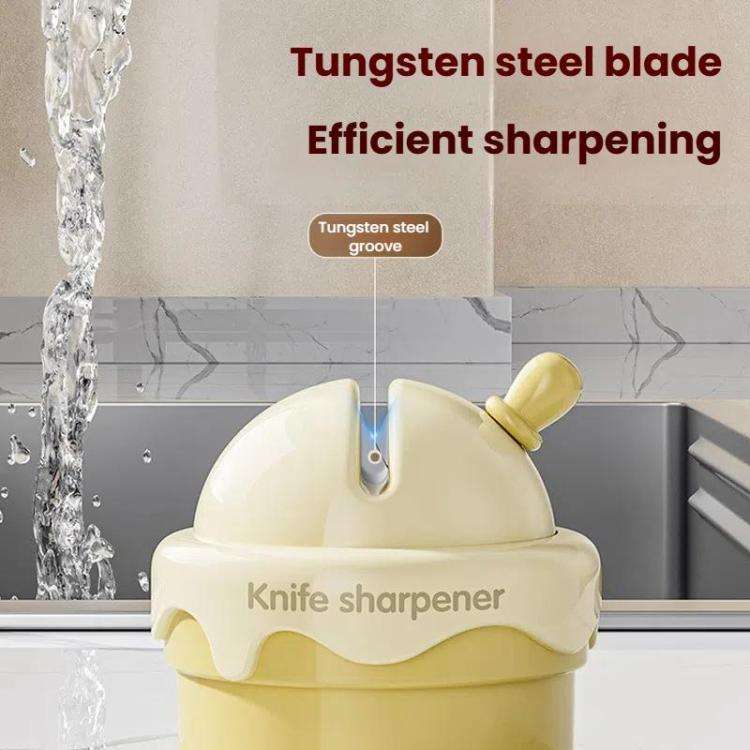 Suction Cup Knife Sharpener Home Kitchen Sharpening Knife Scissors Tool Quick Sharpener(Cream White)