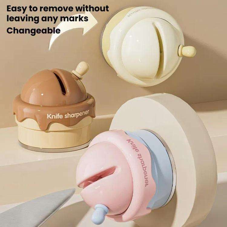 Suction Cup Knife Sharpener Home Kitchen Sharpening Knife Scissors Tool Quick Sharpener(Cream White)