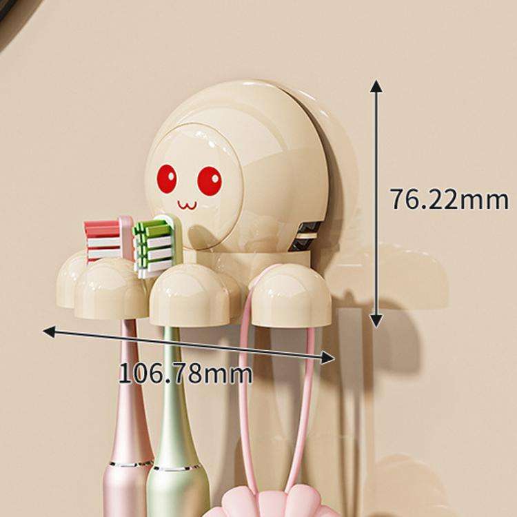 Octopus Suction Cup Toothbrush Holder Bathroom Wall Mounted Toothbrush Storage Shelf(Red)