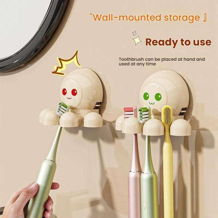 Octopus Suction Cup Toothbrush Holder Bathroom Wall Mounted Toothbrush Storage Shelf(Red)