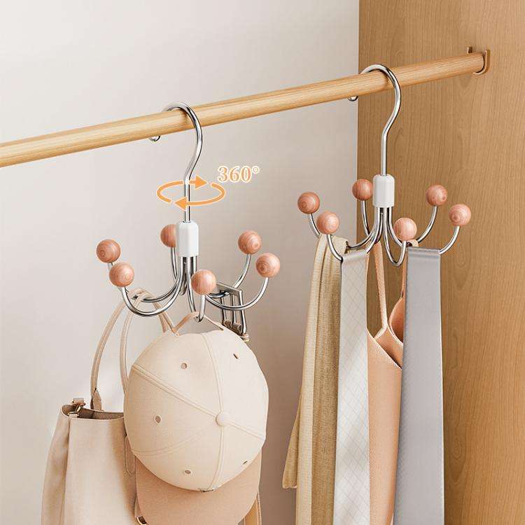 Six Claws Hooks 360 Degree Rotating Wardrobe Bag Hanger Multi-functional Underwear Clothes Storag...