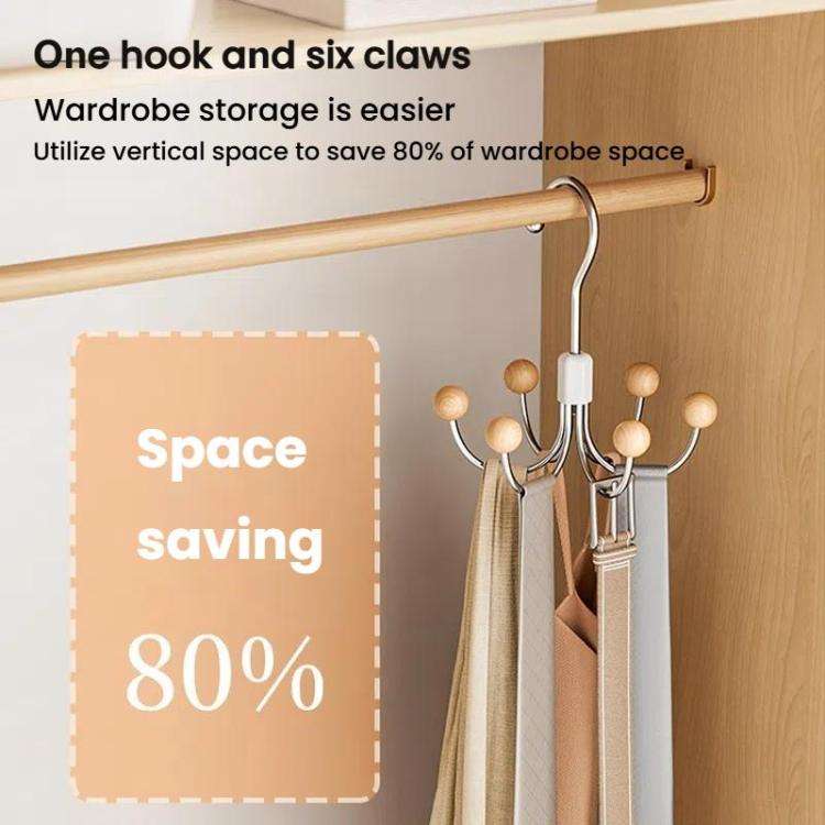 Six Claws Hooks 360 Degree Rotating Wardrobe Bag Hanger Multi-functional Underwear Clothes Storag...