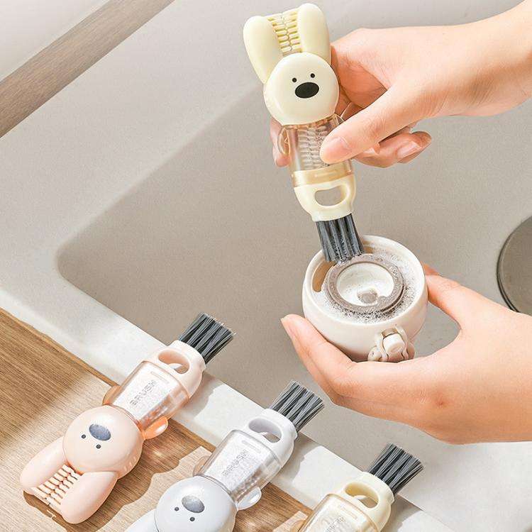 3 In 1 Cup Brush Rabbit Multifunction Crevice Bottle Insulated Mug Groove Rubber Ring Cleaning Br...