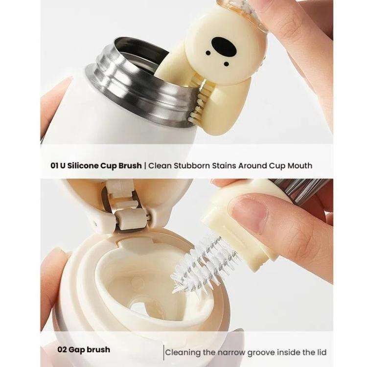3 In 1 Cup Brush Rabbit Multifunction Crevice Bottle Insulated Mug Groove Rubber Ring Cleaning Br...