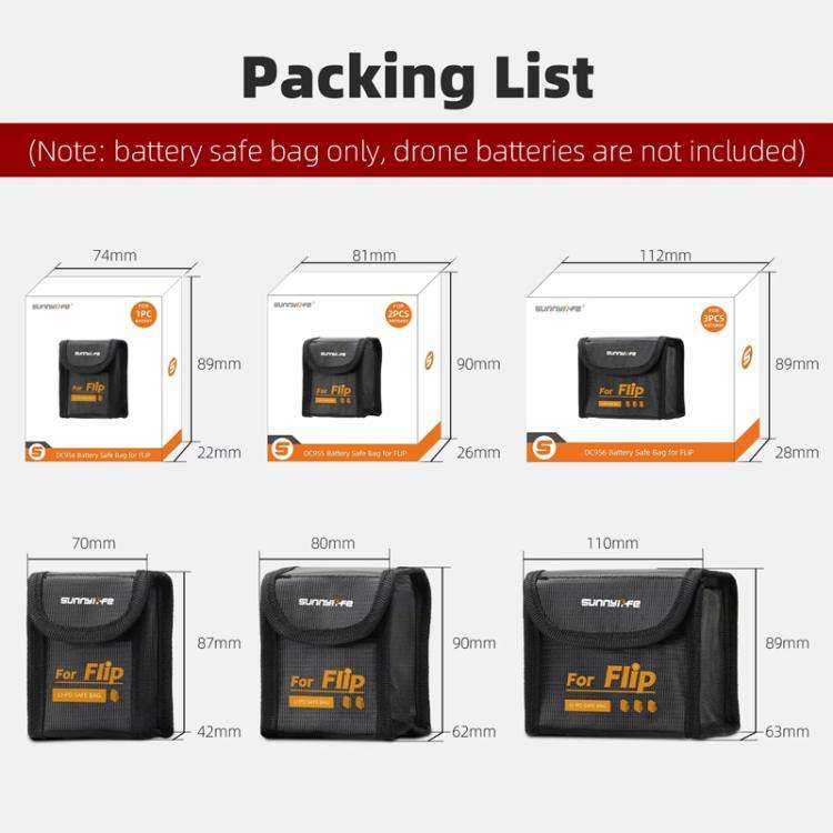 For DJI Flip Sunnylife Battery Explosion Proof Bag Li-ion Safety Storage Bag Flame Retardant Prot...
