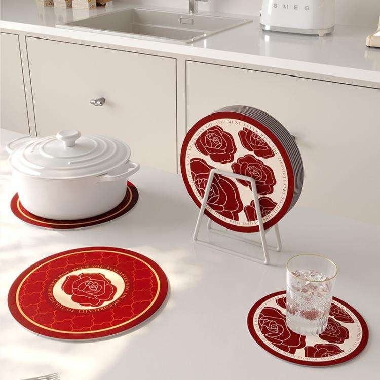 30x30cm Vintage Placemat Round Absorbent Thermal Insulation Table Mat Bar Coaster Dishes Western ...