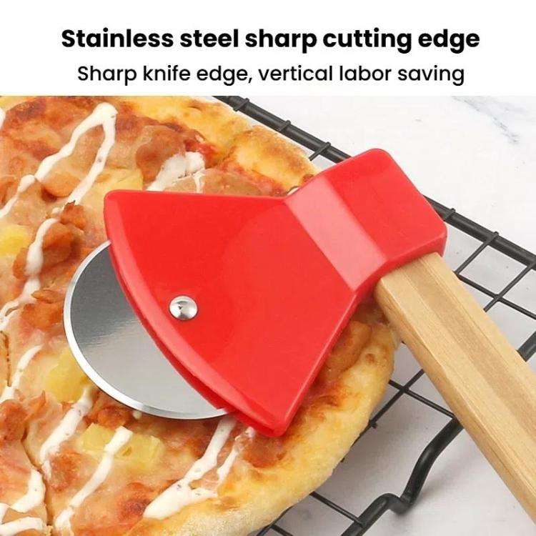 Axe Stainless Steel Pizza Cutter Baking Pizza Roller Knife Round Pie Cutter(Red)