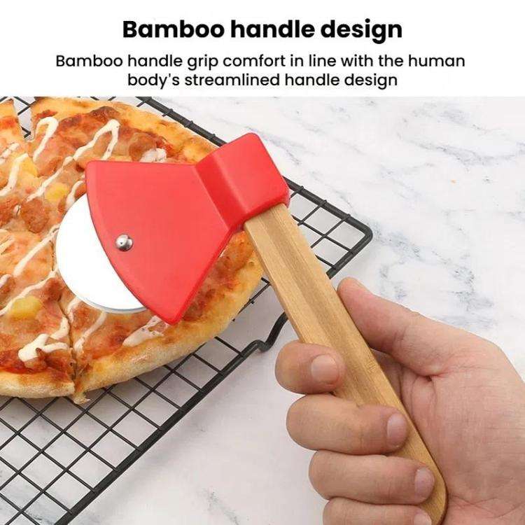 Axe Stainless Steel Pizza Cutter Baking Pizza Roller Knife Round Pie Cutter(Red)