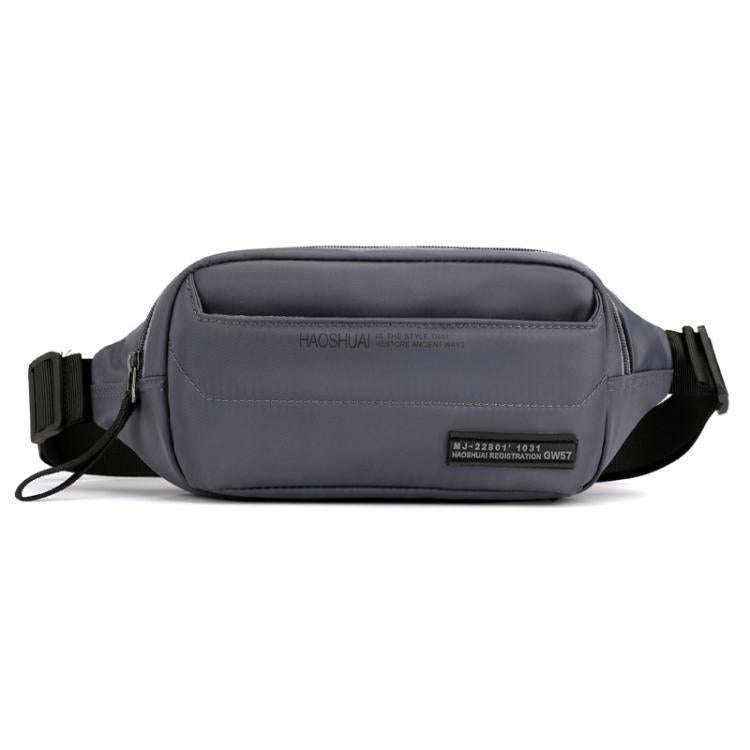 HAOSHUAI Men Outdoor Running Waist Bag Casual Chest Pouch Messenger Bag(Gray)