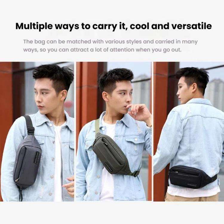 HAOSHUAI Men Outdoor Running Waist Bag Casual Chest Pouch Messenger Bag(Army Green)