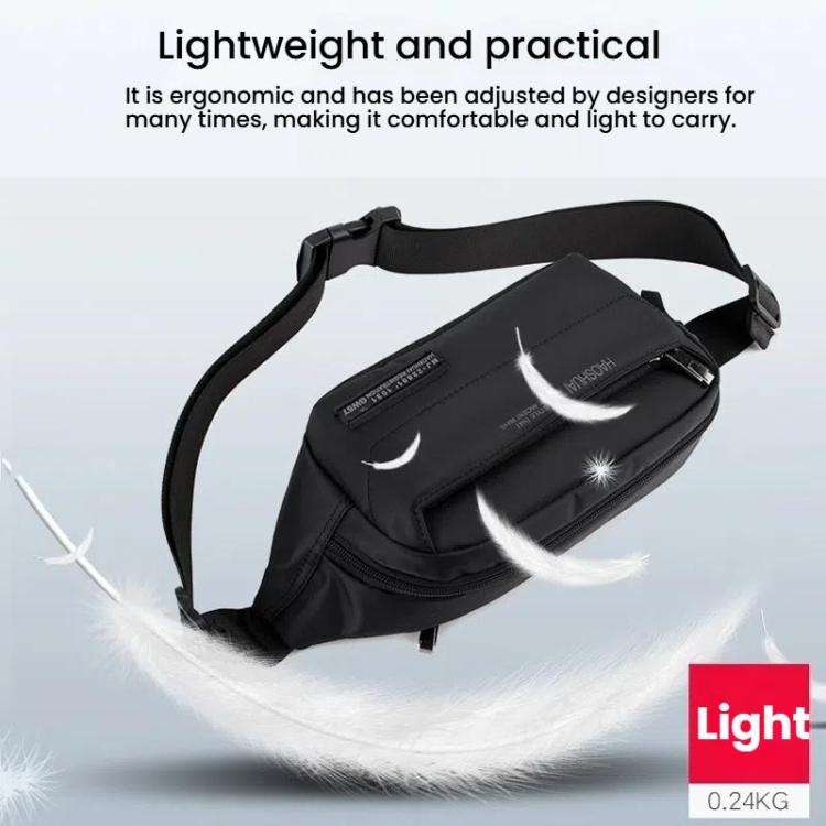 HAOSHUAI Men Outdoor Running Waist Bag Casual Chest Pouch Messenger Bag(Gray)