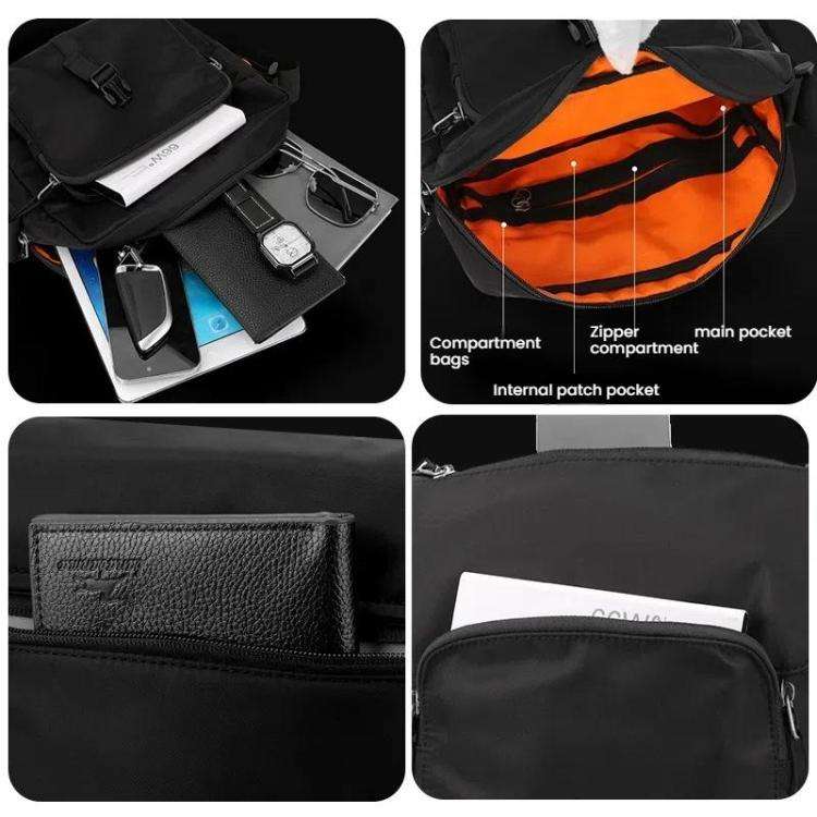 WEPOWER Casual Men Women Unisex Crossbody Bag Waterproof Couple Shoulder Bag(Black)