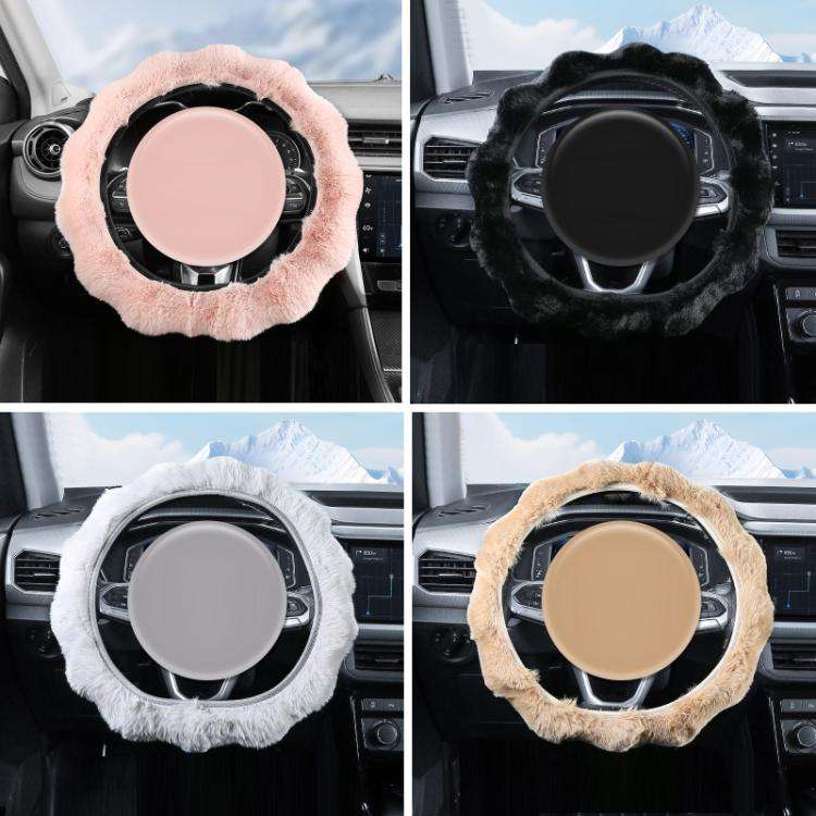 38cm Plush Soft Warm Car Steering Wheel Cover Without Inner Ring(Brown)