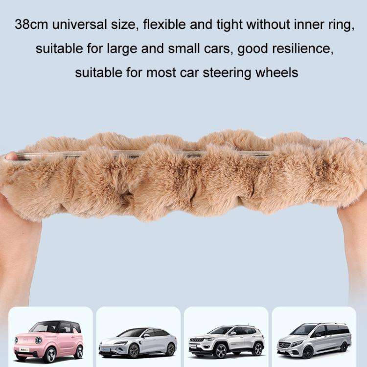 38cm Plush Soft Warm Car Steering Wheel Cover Without Inner Ring(Light Pink)