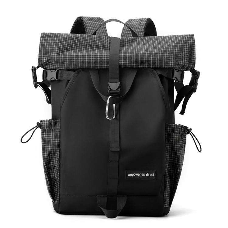 WEPOWER  Men and Women Contrast Color Backpack for Commuting Large-capacity Casual Bag(Black)
